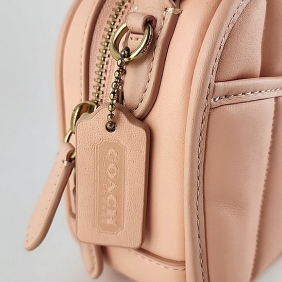 COACH Lunchbox Crossbody Leather Bag Top Handle Quilted Faded Blush - Picture 5 of 16